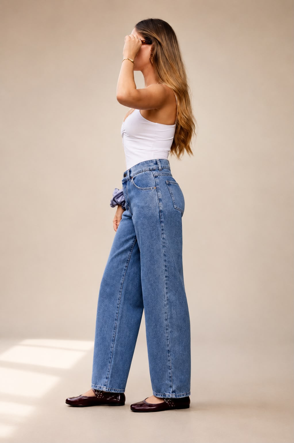 Light Blue Easy Barrel Jeans Denim