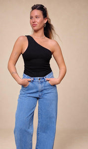 One Shoulder Top - Black