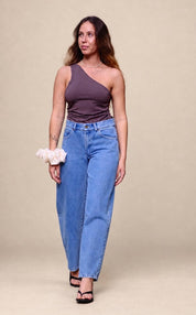 One Shoulder Top - Brown