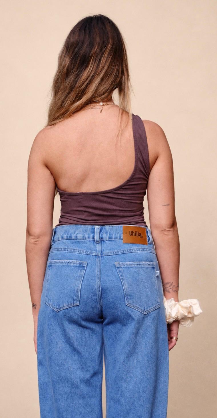 One Shoulder Top - Brown