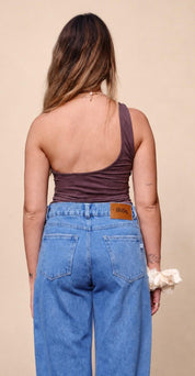 One Shoulder Top - Brown