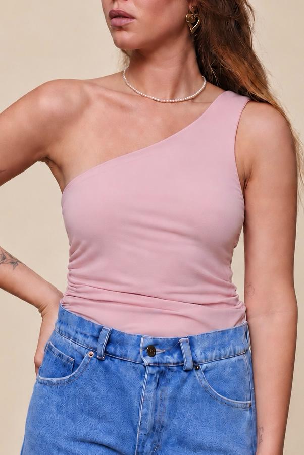 One Shoulder Top - Pink