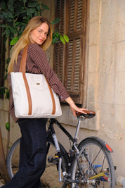 תיק צד גדול ללימודים NOKO שמנת דמוי נובוק