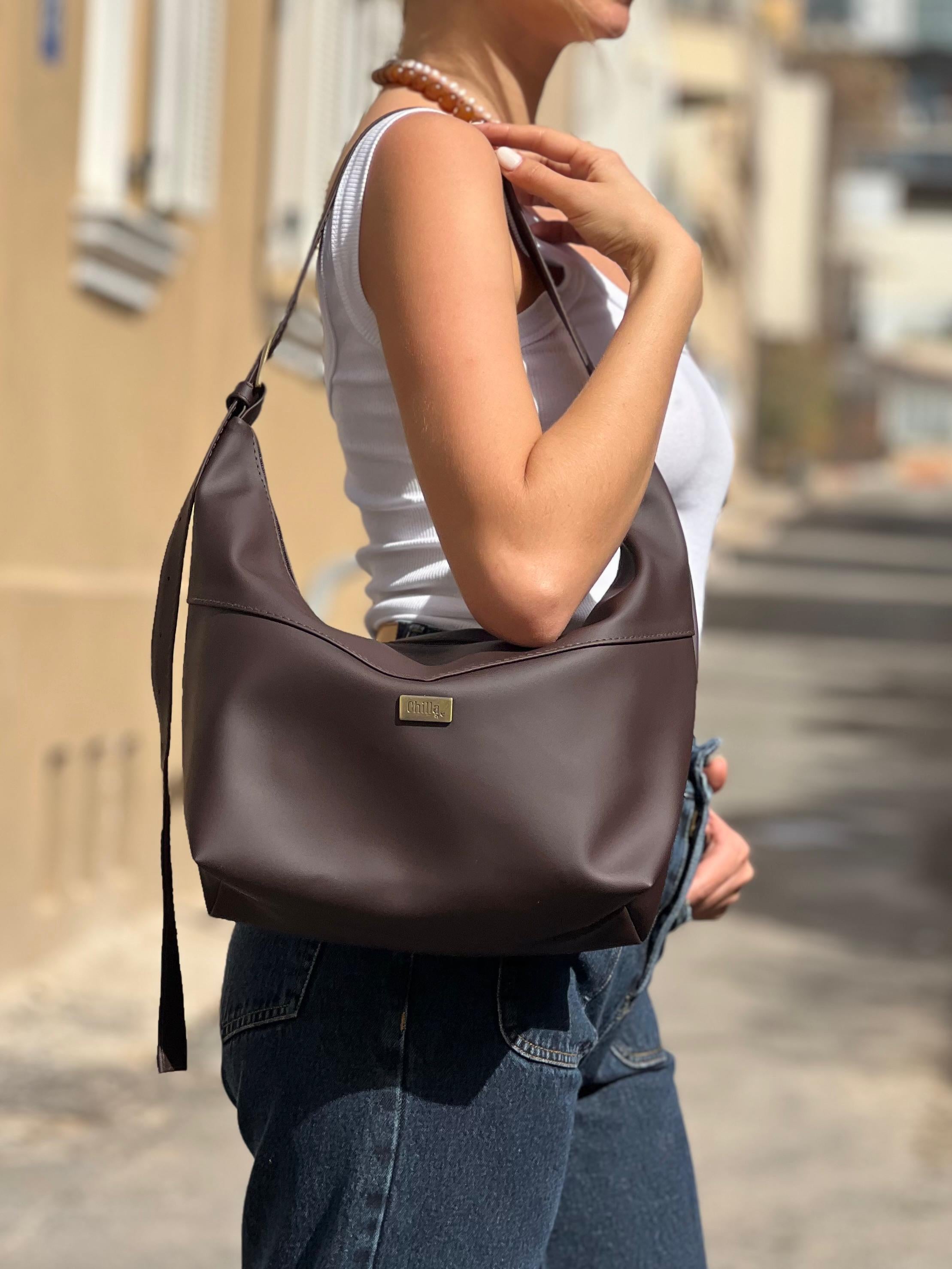 תיק צד / פאוץ' גדול Luna חום שוקולד