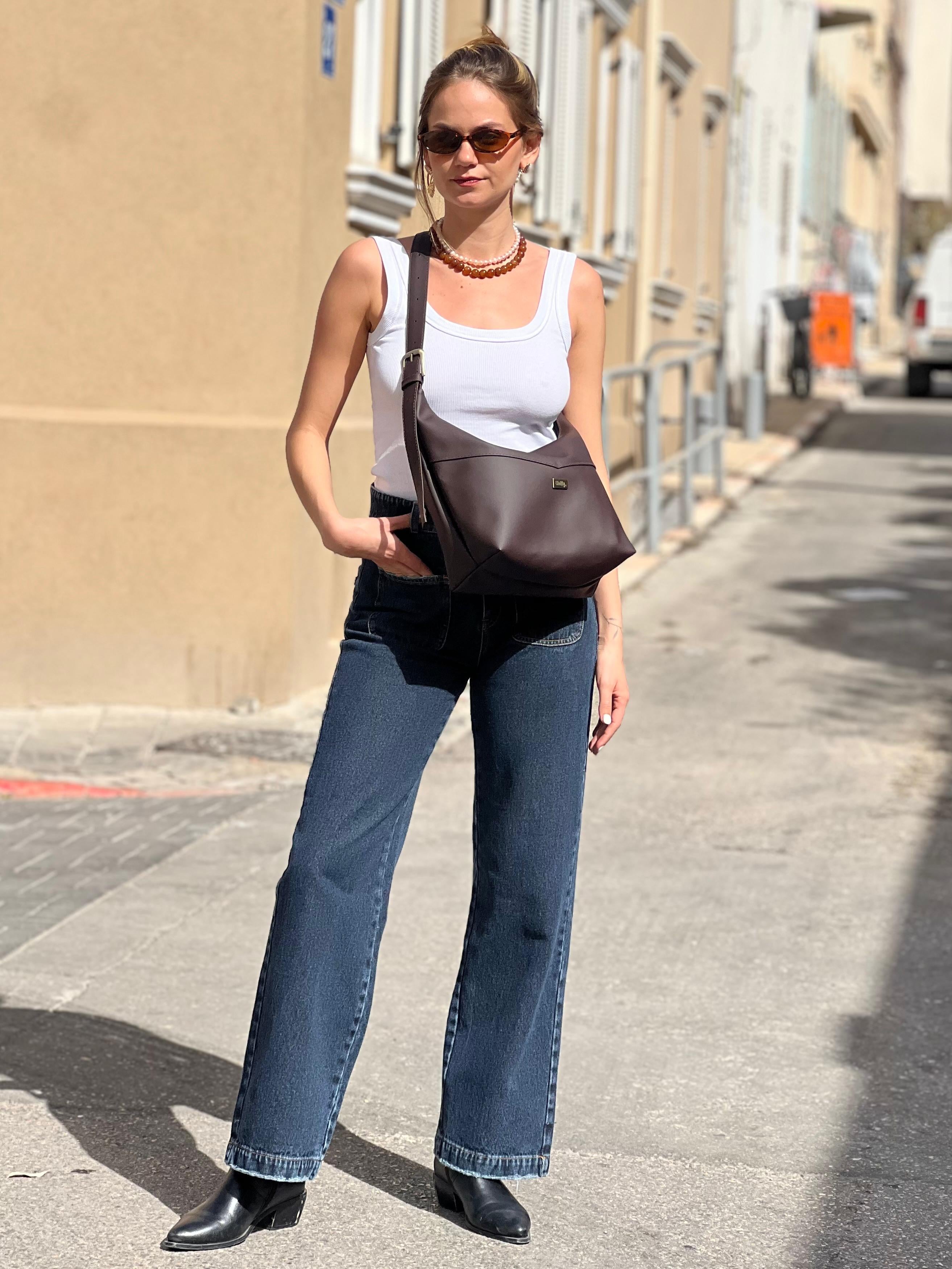 תיק צד / פאוץ' גדול Luna חום שוקולד