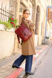 תיק גב סטודנטס בינוני בורדו מבריק