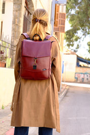 תיק גב סטודנטס בינוני בורדו מבריק