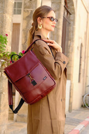 תיק גב סטודנטס בינוני בורדו מבריק