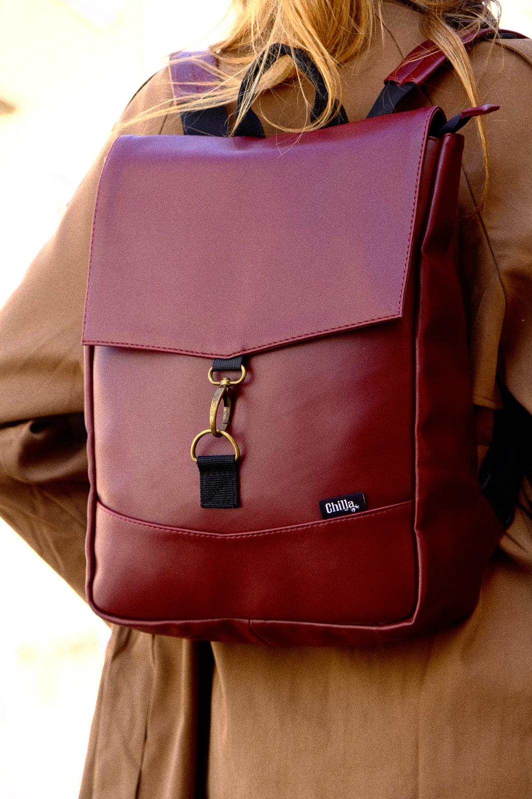 תיק גב סטודנטס בינוני בורדו מבריק